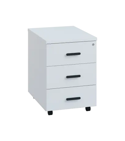 LKC 2 - 00 kontejner pojízdný, 3-zásuvkový, deska 25 mm, centrální zámek, bílá